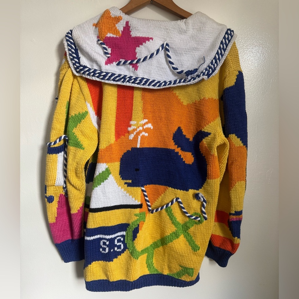 Vintage Berek Nautical Whale Boat Cardigan Sweater M